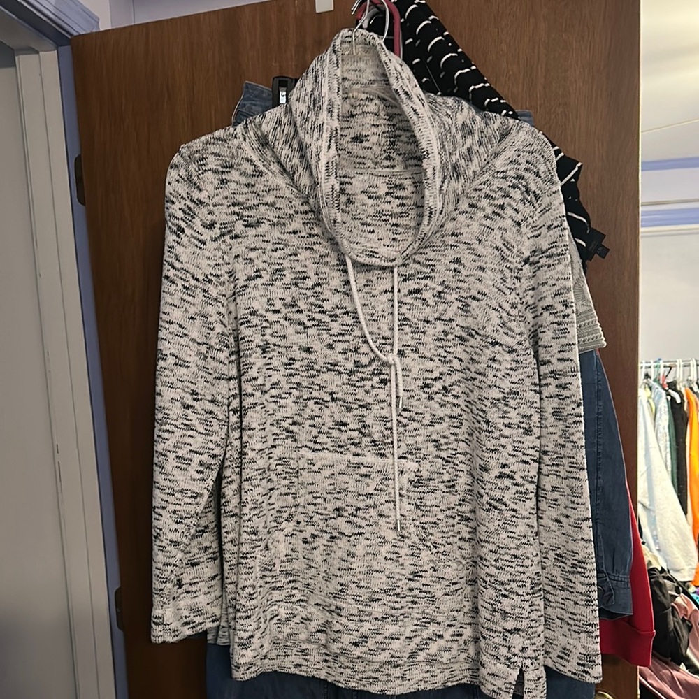 Preswick & Moore Black and White Cowl Neck Sweater